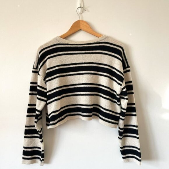 Zara 2 Piece Rustic Cropped Sweaters + Shorts Set Ecru Black Blogger Fav Medium - Picture 10 of 15